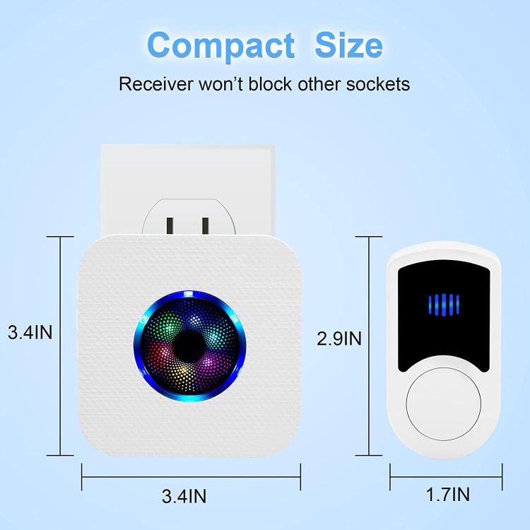 LIKEPAI Wireless Doorbell EU AU UK US Plug Smart Door Bell Battery Button 1 2 3 Receiver Waterproof 300M 60 Chime 110V 220V N65G 3T3 Wireless Doorbell 第3张