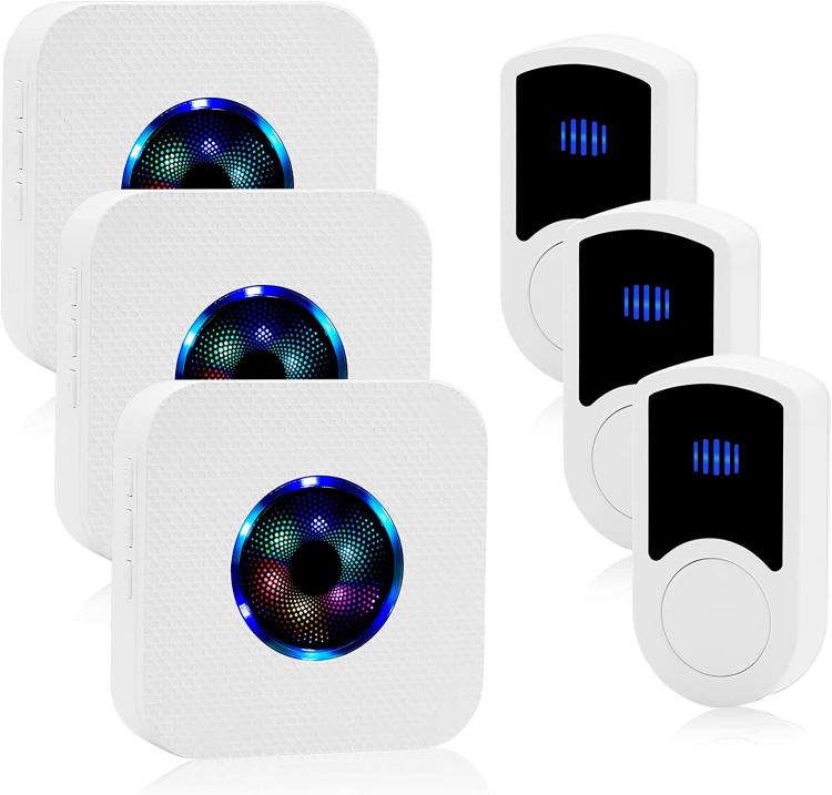 LIKEPAI Wireless Doorbell EU AU UK US Plug Smart Door Bell Battery Button 1 2 3 Receiver Waterproof 300M 60 Chime 110V 220V N65G 3T3 Wireless Doorbell 第1张