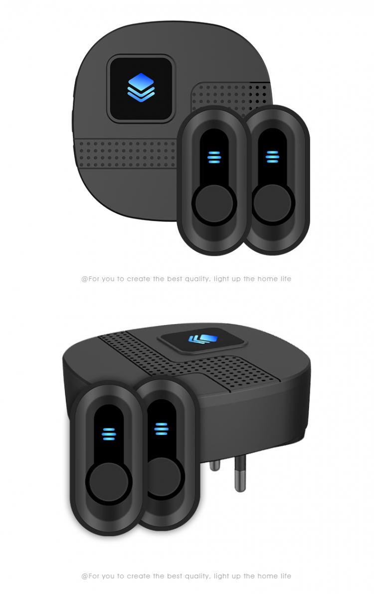 LIKEPAI Wireless Doorbell Waterproof smart battery Door Bell 300M 55 ringtones EU AU UK US Plug AC 90V-250V 2 button 1 receiver N91D1 Wireless Doorbell 第9张