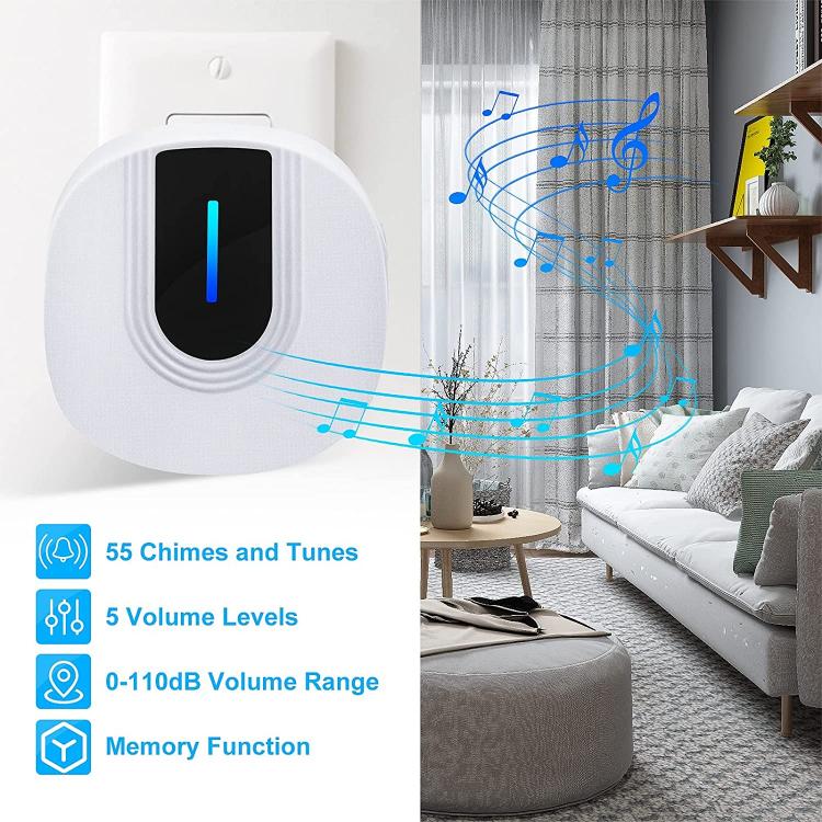 LIKEPAI Wireless Doorbell Waterproof Wireless Door Bell Chime Operating at 1,000ft Range with 55 Melodies Mute Mode Door Chimes N99D Wireless Doorbell 第3张