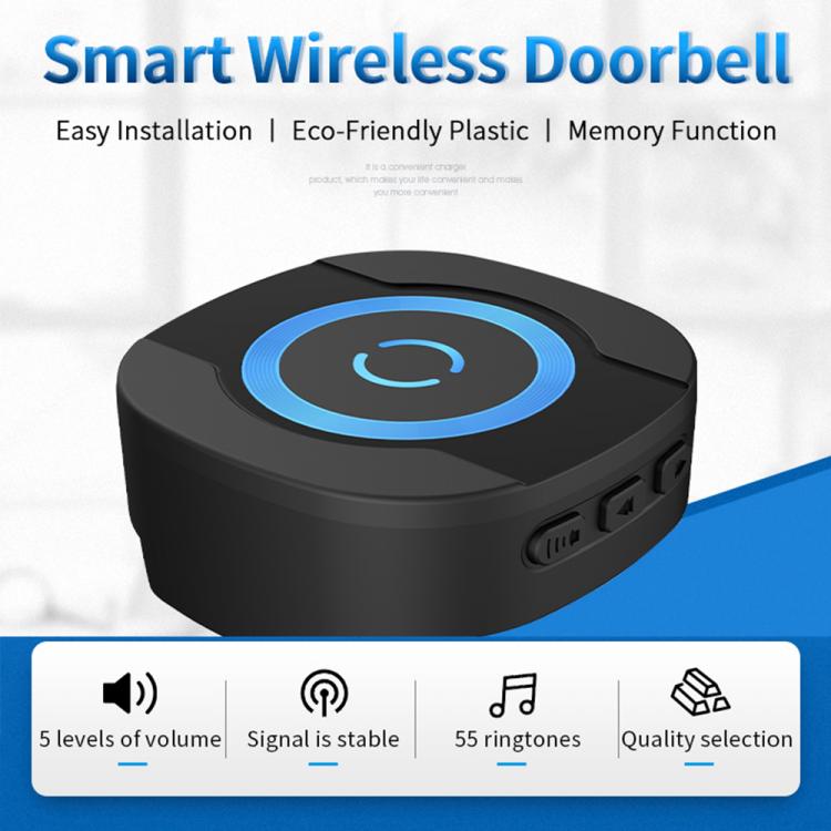 LIKEPAI Wireless Doorbell Waterproof for home battery Door Bell 300m 55 ringtones EU AU UK US Plug 90V-250V 1 button 2 receiver N92G Wireless Doorbell 第2张