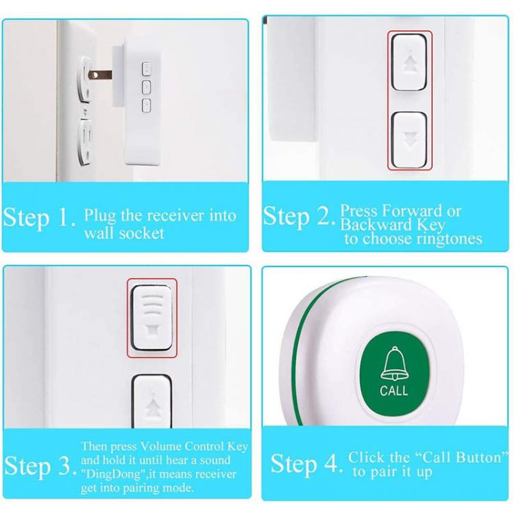 LIKEPAI personal alarm siren Panic Button Pager Smart Caregiver Call Button System with 1 Receiver + 3 Waterproof Transmitters Call Button Transmitter 第3张