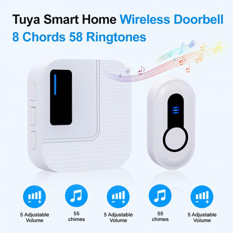LIKEPAI Tuya app Wireless Doorbell Waterproof Door Bell Chime Operating 1,000ft Range with 38 Melodies Mute Mode Door Chimes N60-D1-W-1T1 Wireless Doorbell 第2张