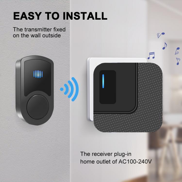 LIKEPAI Tuya smart Wireless Doorbell Waterproof Door Bell Chime Operating 1,000ft Range with 38 Melodies Mute Mode Door Chimes N60-G-B-1T1 Wireless Doorbell 第7张