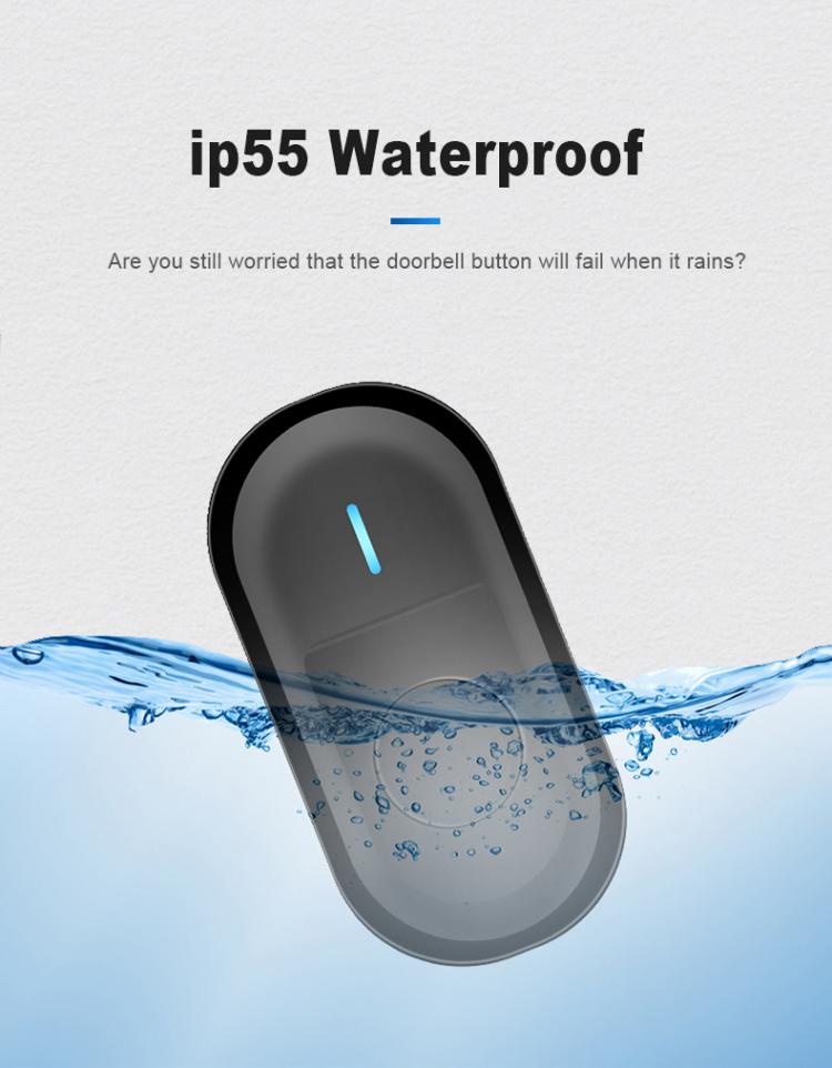 LIKEPAI battery Ring Door Bell Waterproof Wireless Doorbell 300m 55 ringtones EU AU UK US Plug 90V-260V 1 button 1 receiver N92D Wireless Doorbell 第7张