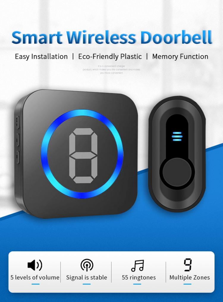 LIKEPAI Wireless Battery Doorbell Waterproof 300m Transmission AC Plug 55 Ringtones Door Bell 1 Transmitter 1 Receiver OEM ODM Wireless Doorbell 第2张-LIKEPAI LIKEPAI Wireless Battery Doorbell Waterproof 300m Transmission AC Plug 55 Ringtones Door Bell 1 Transmitter 1 Receiver OEM ODM Wireless Doorbell 第2张