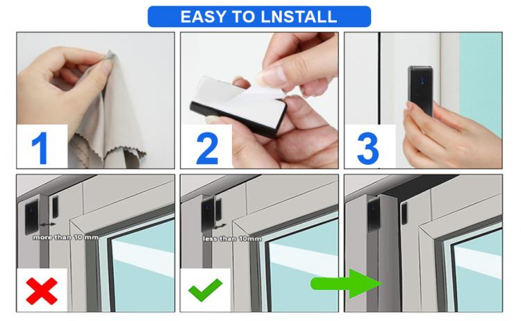 LIKEPAI Wireless Door window Sensor for Home Office Store Door Open Alarm with 1000Ft Range 55 Ringtone 5 Volume Level Door Sensor Transmitter 第12张