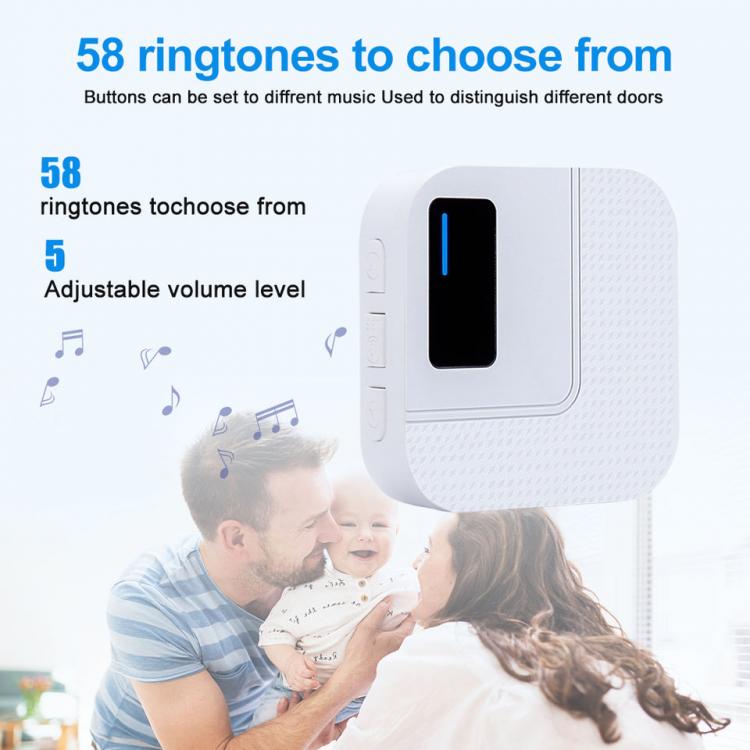 LIKEPAI Tuya app Wireless Doorbell Waterproof Door Bell Chime Operating 1,000ft Range with 38 Melodies Mute Mode Door Chimes N60-D1-W-1T1 Wireless Doorbell 第3张