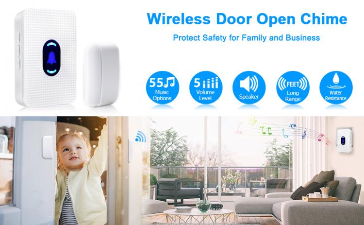 LIKEPAI window Open Chime Entrance Entry Alert Wireless DoorBell Open Sensor Alarm With 600 FT Range for Business Home Store Door Sensor Transmitter 第6张