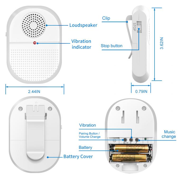 LIKEPAI 1 transmitter and 1 receiver Home wireless elderly one button help alarm call emergency response reminder Call Button Transmitter 第2张