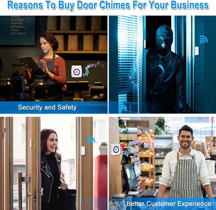 Wireless Door Sensor LIKEPAI Door Entry Chime with 55 Chimes Mute Mode for Business Home Store Door Open Alert Receivers Sensors Door Sensor Transmitter 第2张