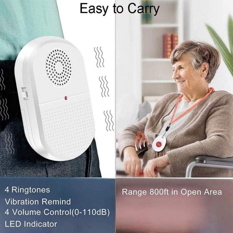 LIKEPAI Wireless elderly Vibration Alert Caregiver Pager Emergency Call Button System for Home Elderly/Senior at Home Call Button Transmitter 第5张