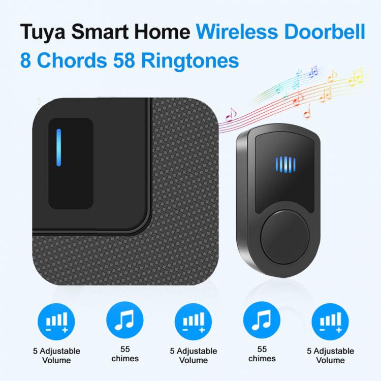 LIKEPAI Tuya smart Wireless Doorbell Waterproof Door Bell Chime Operating 1,000ft Range with 38 Melodies Mute Mode Door Chimes N60-G-B-1T1 Wireless Doorbell 第2张