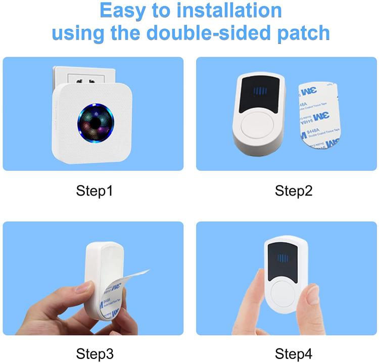 LIKEPAI Wireless Doorbell EU AU UK US Plug Smart Door Bell Battery Button 1T1 Receiver Waterproof 300M 60 Chime 110V 220V N65G-1T1 Wireless Doorbell 第5张