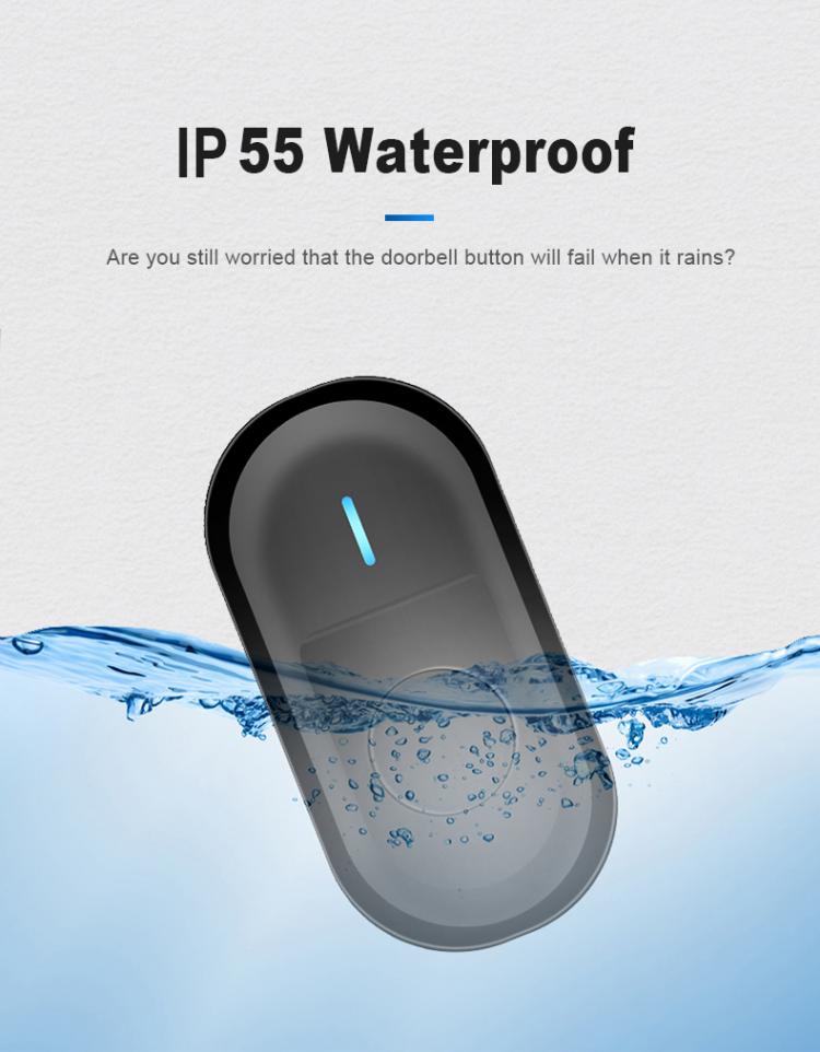 LIKEPAI Wireless Doorbell LCD Digital IP55 Waterproof 300m Range EU UK US Plug 55 Ringtones Battery Outdoor Door Bell For Home Wireless Doorbell 第7张