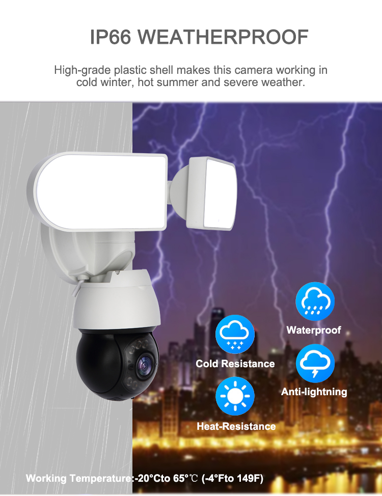 AI Floodlight PTZ Security IP Camera Dual light source WIFI 1080P FHD Video IP66 outdoor siren alarm TuyaSmart APP CCTV Network PTZ Camera 第5张