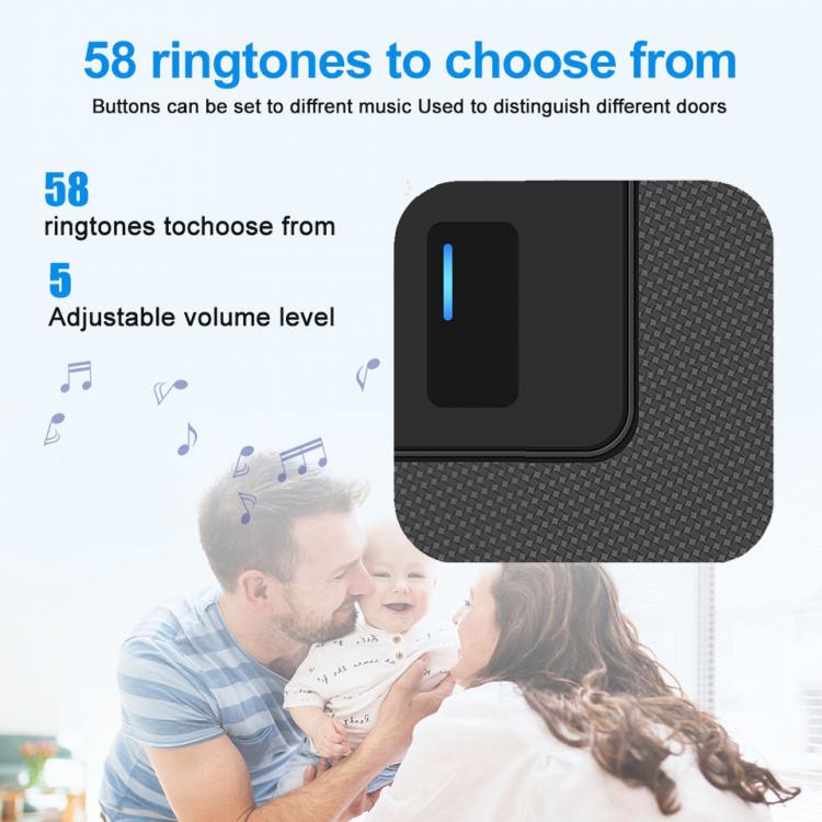 LIKEPAI Tuya smart Wireless Doorbell Waterproof Door Bell Chime Operating 1,000ft Range with 38 Melodies Mute Mode Door Chimes N60-G-B-1T1 Wireless Doorbell 第3张