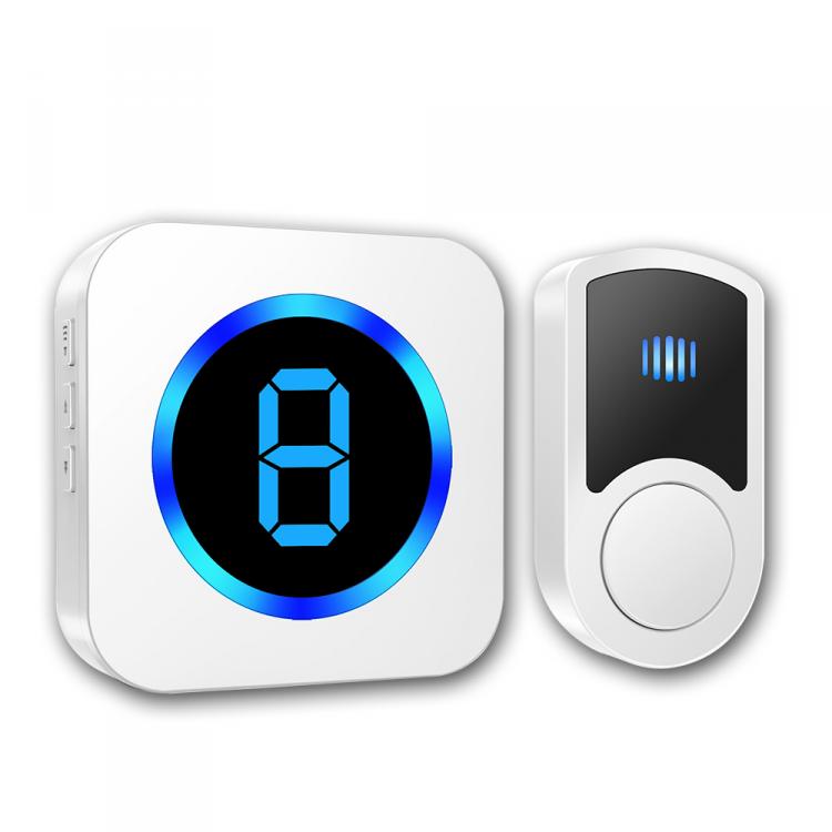 Wireless Door Bells Waterproof Ring Doorbell LCD Display 55 Ringtones US EU UK AC Plug Powered 1 Receiver 1 Battery Transmitter Wireless Doorbell 第1张