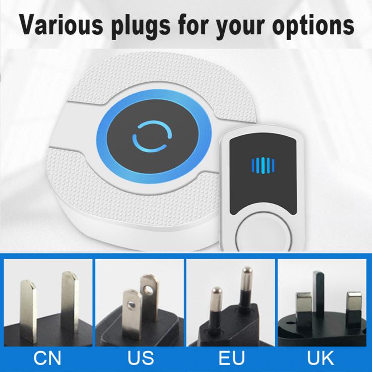LIKEPAI battery Door Bell Waterproof Wireless Doorbell 300m 55 ringtones EU AU UK US Plug 90V-250V 1 button 1 receiver Wireless Doorbell 第4张