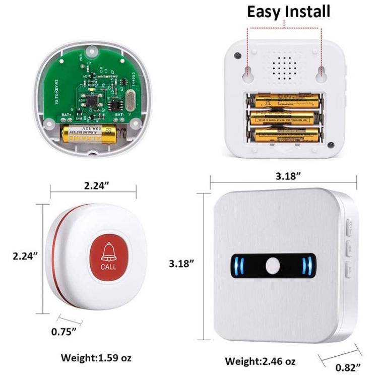 LIKEPAI Transmitter Caregiver Pager Patient Call System Wireless Call Button for Elderly Patient Portable Receiver SOS Call Button Transmitter 第6张