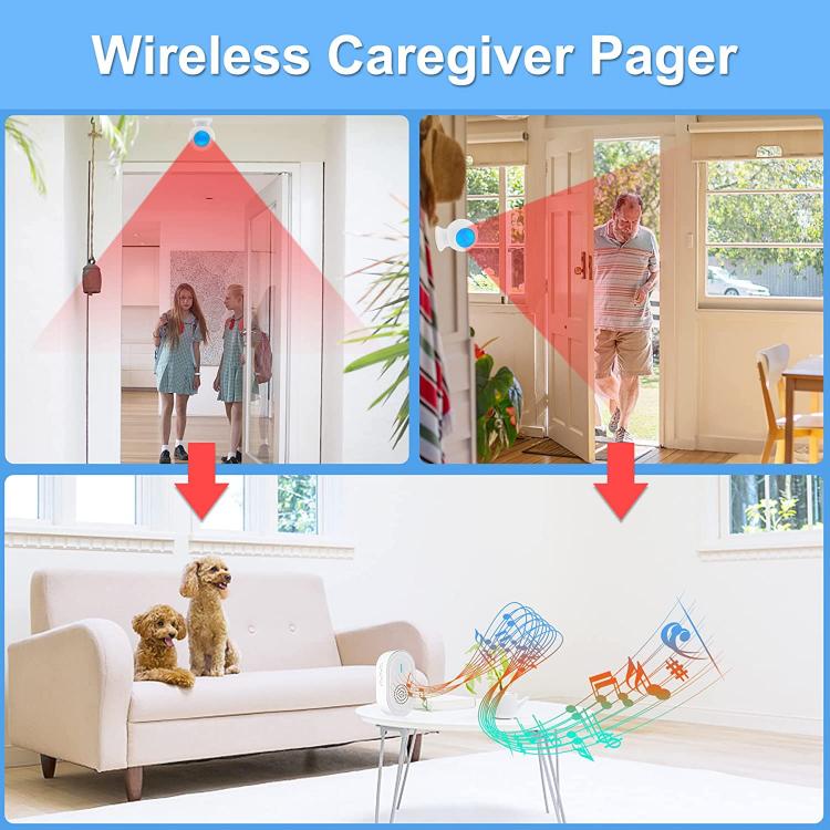 LIKEPAI Portable Motion Sensor-Alert Caregiver Pager Room Monitor Bed Alarm to Falling and Wandering for Elderly/Dementia /Child PIR Sensor Transmitter 第4张