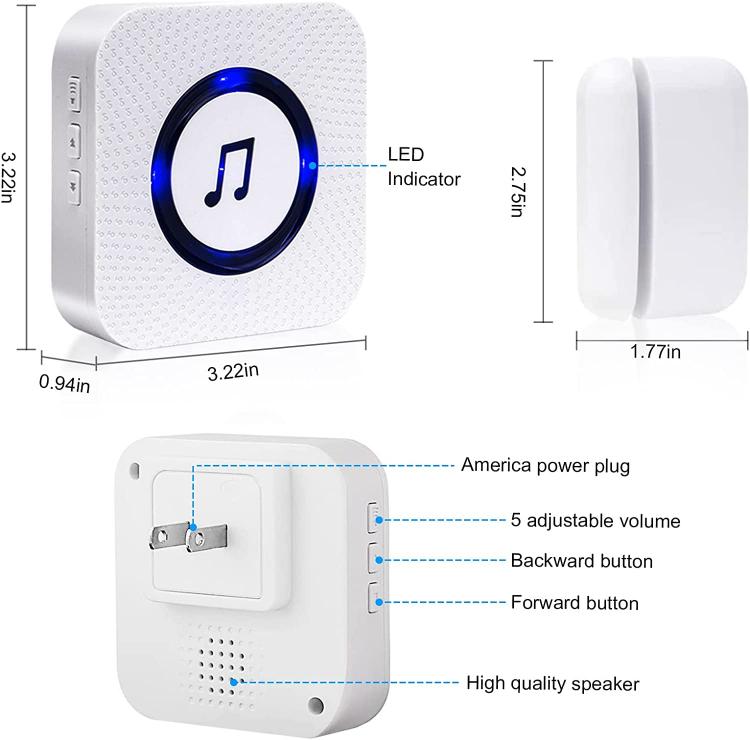 Wireless Door Sensor LIKEPAI Door Entry Chime with 55 Chimes Mute Mode for Business Home Store Door Open Alert Receivers Sensors Door Sensor Transmitter 第6张