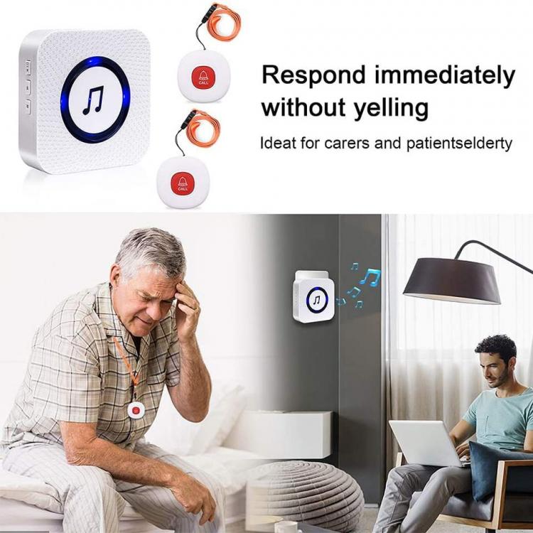 Household personal alarm elderly one button call for help doorbell wireless pager doorbell an emergency button a receiver Call Button Transmitter 第6张
