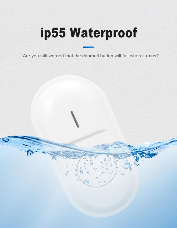 LIKEPAI battery Smart Door Bell Waterproof Wireless Doorbell 300m 55 ringtones EU AU UK US Plug 90V-260V 1 button 1 receiver N92D Wireless Doorbell 第7张