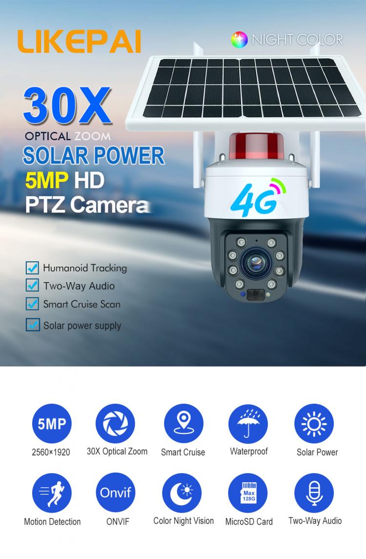 5MP solar monitoring Network camera support 30X zoom to see 2km away 4G/WIFI low power outdoor waterproof 4K HD Night vison News 第2张