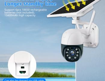 4G WIFI wireless solar powered CCTV cam 10x optical zoom 5MP 300m IR full color night vision PTZ outdoor waterproof IPC camera