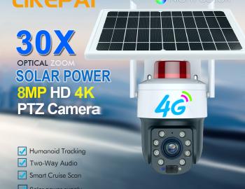 5MP 30fach Optischer Zoom 4G WIFI Wireless Solarbetriebene PTZ-Kamera im Freien IR 300m Night Vision Network Wifi PTZ Webcam