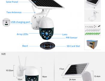10x Optical Zoom 4G wireless Solar Powered PTZ Camera Outdoor Waterproof Infrared Night Vision Monitoring TUYA 5MP HD IPC Cam