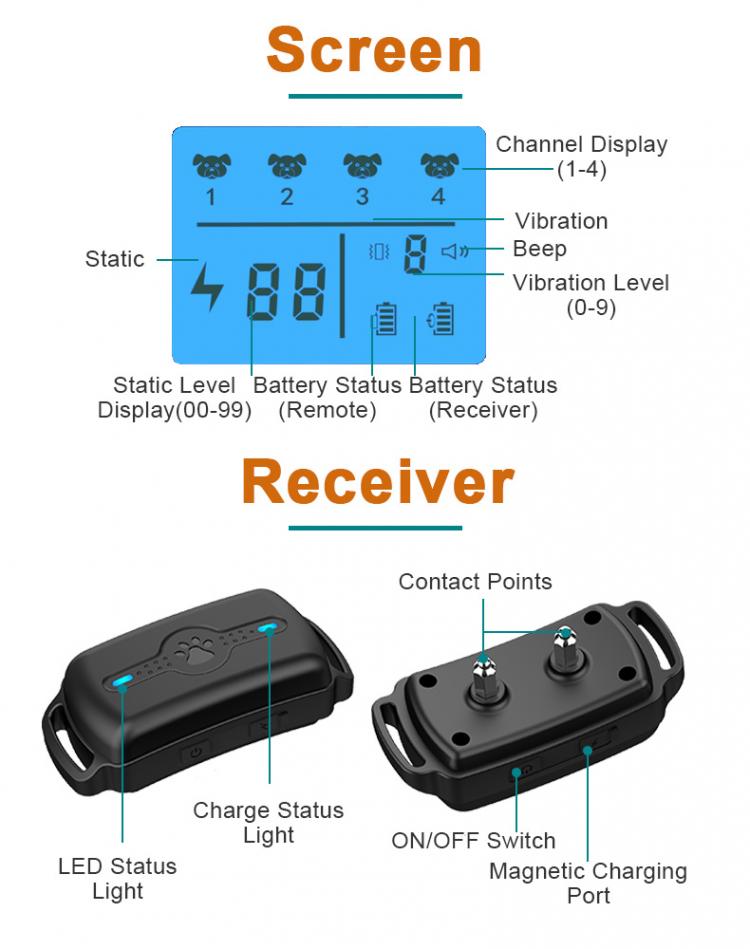 Dog Electric Training Collar 700m Remote Control Electronic Shock With Lock Mode Waterproof Dog Bark-stop Collar Set For Dogs Dog training collar 第20张