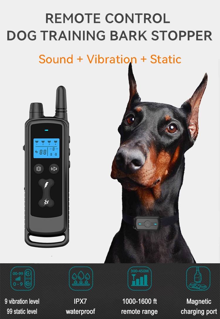 Dog Electric Training Collar 700m Remote Control Electronic Shock With Lock Mode Waterproof Dog Bark-stop Collar Set For Dogs Dog training collar 第8张