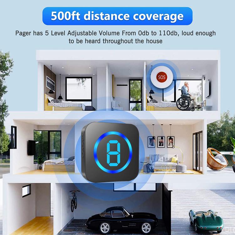 Home wireless doorbell take care of the elderly one key rescue press the pager 55 music bell reminder SOS calling button Call Button Transmitter 第7张