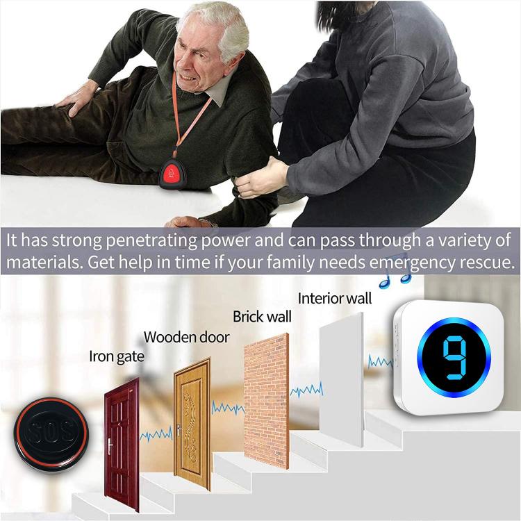 Elderly pregnant women pager SOS emergency help button call alarm home waterproof wireless doorbell multi-zone digital display Call Button Transmitter 第7张