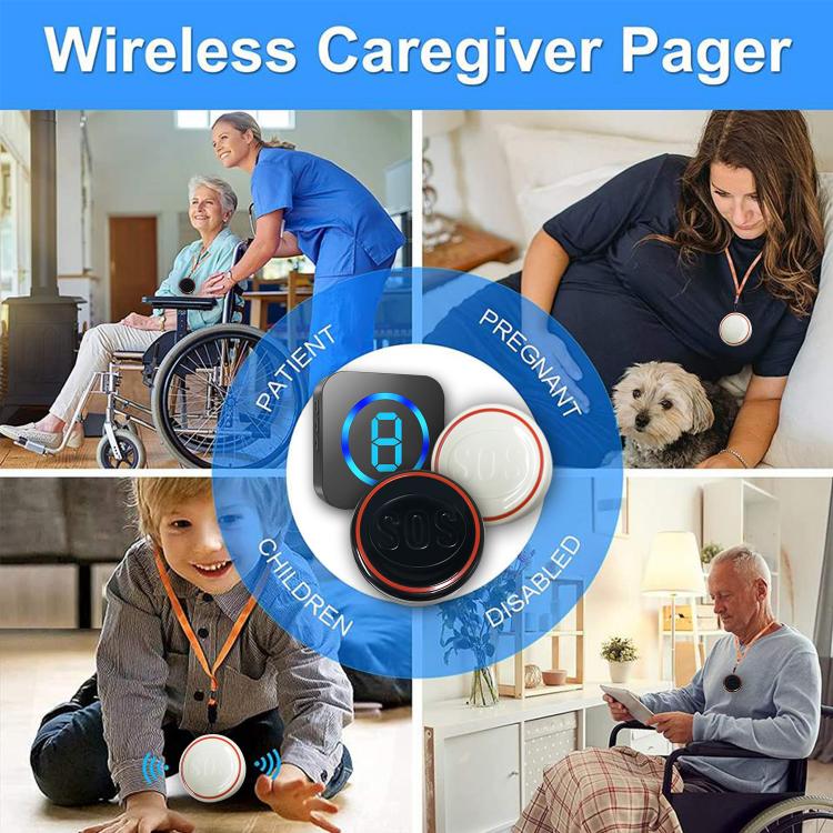 Elderly pregnant women pager SOS emergency help button call alarm home waterproof wireless doorbell multi-zone digital display Call Button Transmitter 第4张